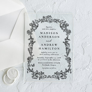 Elegante Invitación de Boda con Marco Floral Victo