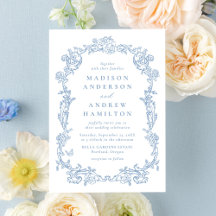 Elegante Invitación de Boda con Marco Floral Victo