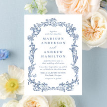Elegante Invitación de Boda con Marco Floral Victo