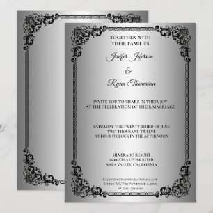 Elegante invitación de boda con marco moderno