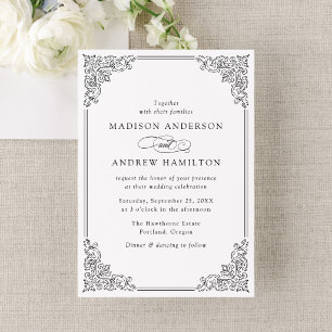 Elegante Invitación de Boda con Marco Ornamentado