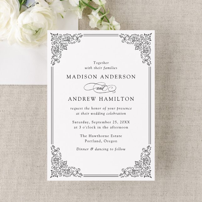 Elegante Invitación de Boda con Marco Ornamentado  (Subido por el creador)