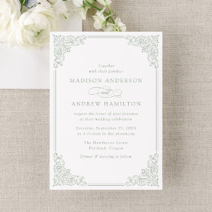 Elegante Invitación de Boda con Marco Ornate Vinta