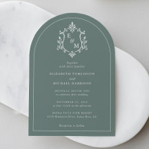 Elegante Invitación de Boda con Monograma de Crest