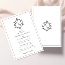 Elegante Invitación de Boda con Monograma de Escud