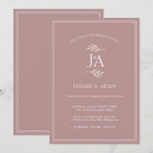 Elegante Invitación de Boda con Monograma de Rosa 