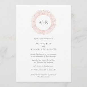 Elegante invitación de boda con monograma en oro r