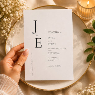 Elegante Invitación de Boda con Monograma Inicial