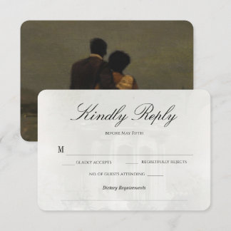 Elegante invitación de boda con pintura al óleo vi