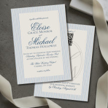 Elegante Invitación de Boda con Raya Azul de Guion