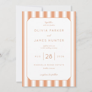 Elegante Invitación de Boda con Rayas de Melocotón