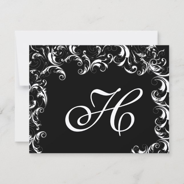 Elegante Invitación de Boda con Remolino de Lujo (Anverso)
