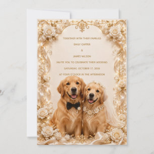 Elegante invitación de boda con Retriever Dorado 3