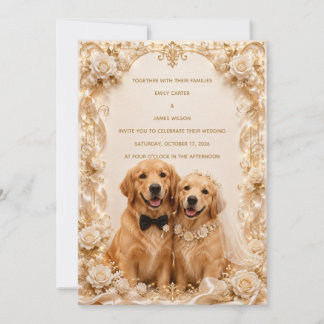 Elegante invitación de boda con Retriever Dorado 3