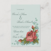 Elegante Invitación de Boda con Rosa Roja y Floral