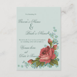 Elegante Invitación de Boda con Rosa Roja y Floral