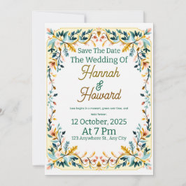 Elegante Invitación de Boda con Rosemaling Escandi