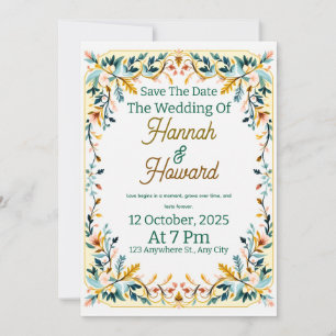 Elegante Invitación de Boda con Rosemaling Escandi