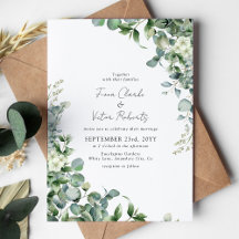 Elegante Invitación de Boda con Suculentas y Eucal