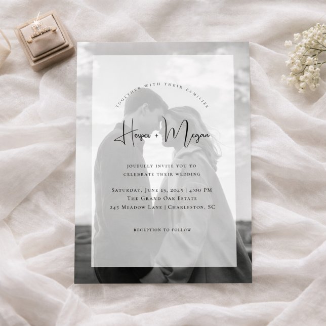 Elegante invitación de boda con superposición de V (Subido por el creador)