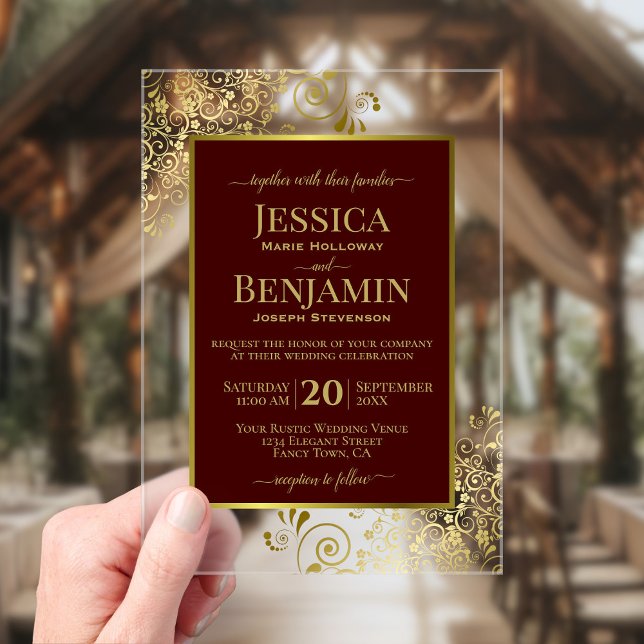 Elegante Invitación de Boda con Texto Auburn Marró (Subido por el creador)