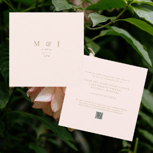 Elegante Invitación de Boda Cuadrada Rosa Pálido M