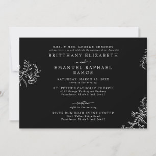 Elegante Invitación de Boda de Chinoisería Negra N