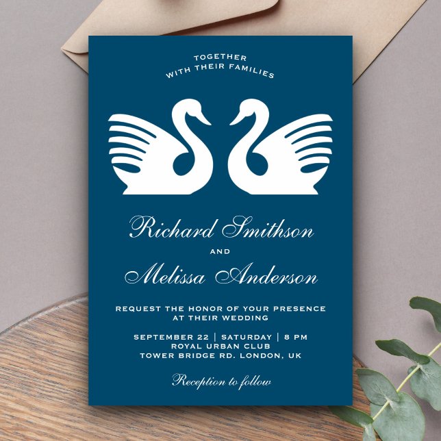 Elegante Invitación de Boda de Cisnes Blancos Romá (Subido por el creador)