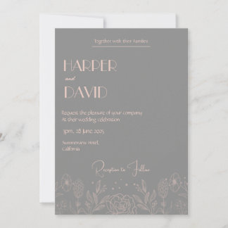 Elegante Invitación de boda de contorno floral ver