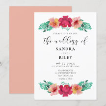 Elegante invitación de boda de diseño floral