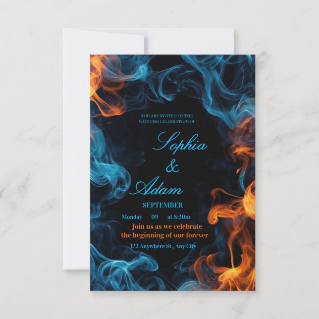 Elegante Invitación de Boda de Doble Llama (Anverso)