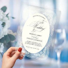 Elegante Invitación de Boda de Encaje Caligrafía A