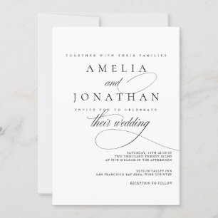 Elegante invitación de Boda de escritura Minimalis