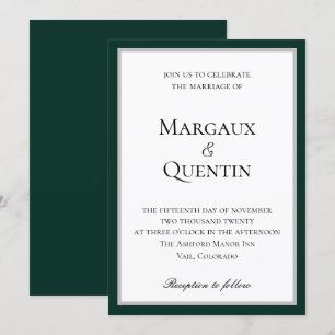 Elegante Invitación de Boda de Esmeralda y Plata