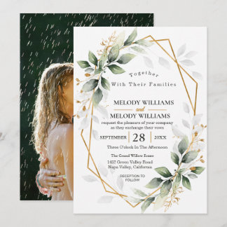 Elegante Invitación de Boda de Eucalipto Verde Sal
