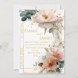 Elegante invitación de boda de flores silvestres b