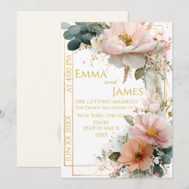 Elegante invitación de boda de flores silvestres b