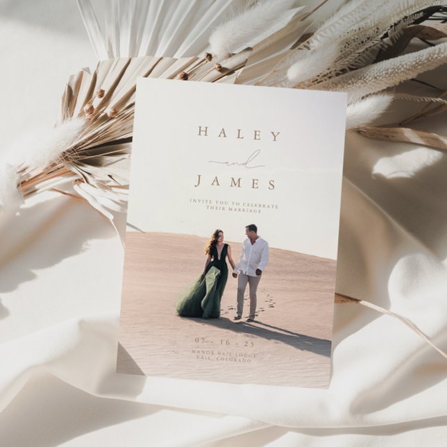 Elegante invitación de Boda de foto de guión de Mo (Subido por el creador)