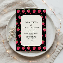 Elegante Invitación de Boda de Fresa Negra y Rosa