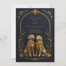 Elegante invitación de boda de Golden Retriever en