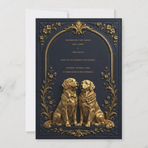 Elegante invitación de boda de Golden Retriever en