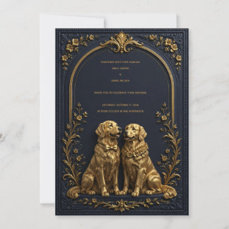Elegante invitación de boda de Golden Retriever en