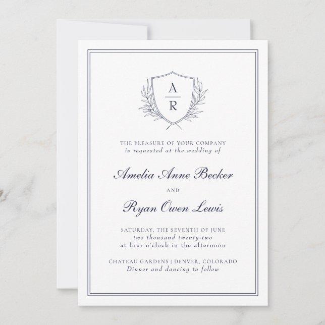 Elegante invitación de boda de hojas minimales (Anverso)