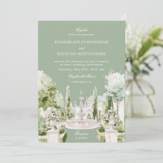 Elegante Invitación de Boda de Jardín de Mansión c