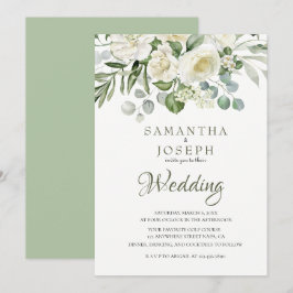Elegante Invitación de Boda de Jardín Floral Verde