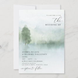 Elegante Invitación de Boda de Lago y Árboles en A