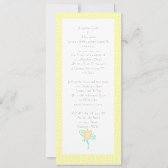 ELEGANTE INVITACIÓN DE BODA DE LEMON AMARILLO (Anverso)