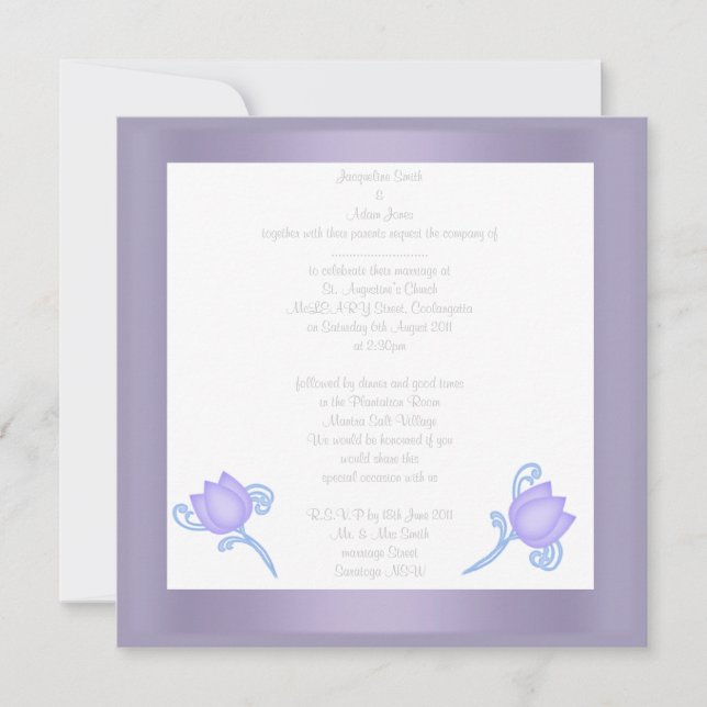 ELEGANTE INVITACIÓN DE BODA DE LILAC TULIP (Anverso)