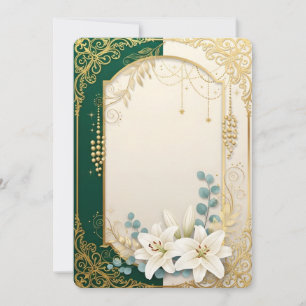Elegante Invitación de Boda de Lirio Verde Esmeral