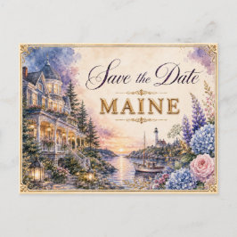 Elegante invitación de boda de Maine para guardar 